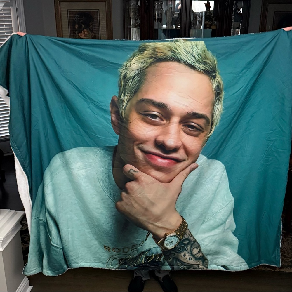 Pete Davidson (Fleece Backing) Blanket. Dimensions 78” W x 60” H.